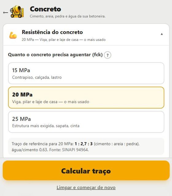 Escolha da resistência do concreto